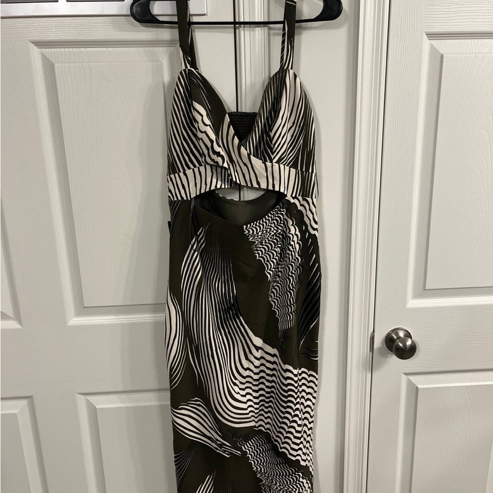 Express Elegant Black and White Striped Dress